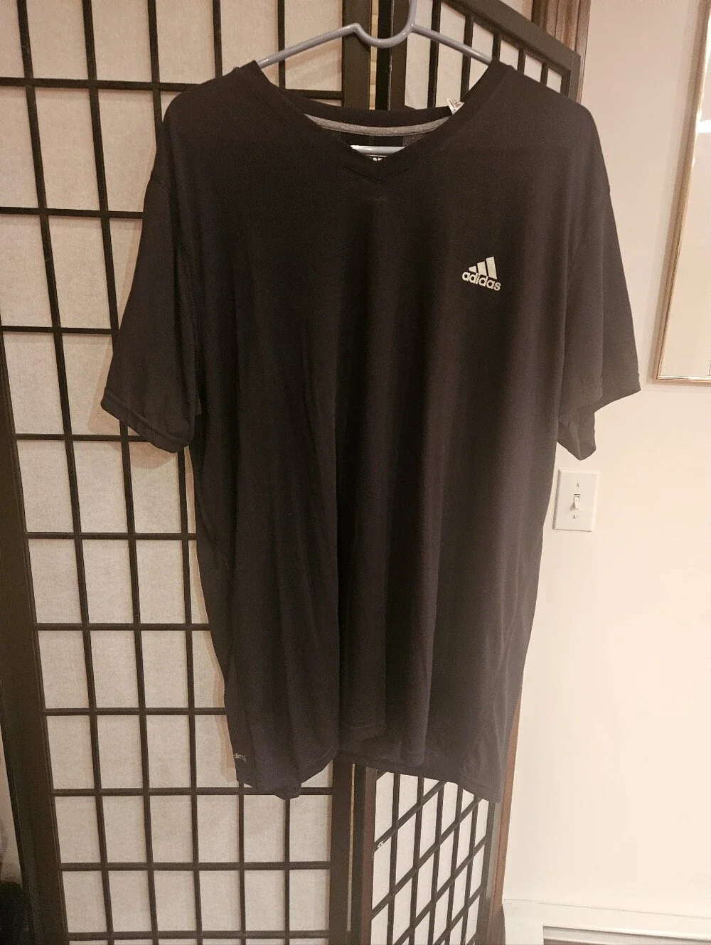 adidas Black V-Neck Short Sleeve Athletic Tee